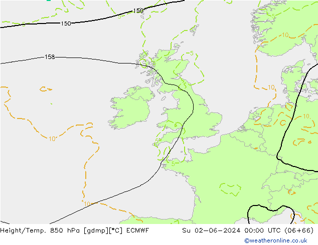 Z500/Rain (+SLP)/Z850 ECMWF Dom 02.06.2024 00 UTC