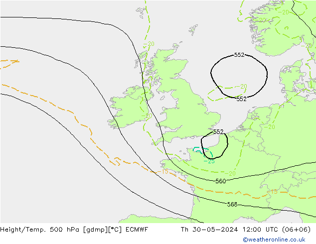 Height/Temp. 500 hPa ECMWF  30.05.2024 12 UTC