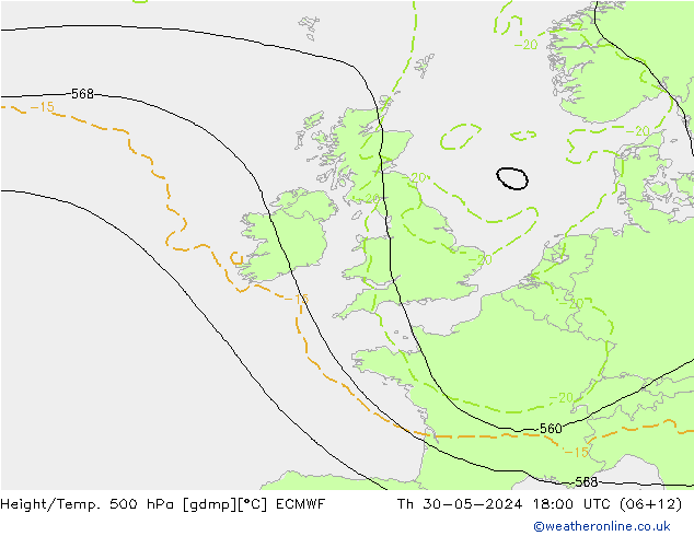 Z500/Rain (+SLP)/Z850 ECMWF чт 30.05.2024 18 UTC