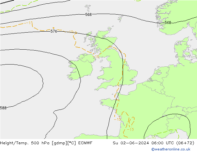 Z500/Rain (+SLP)/Z850 ECMWF Su 02.06.2024 06 UTC