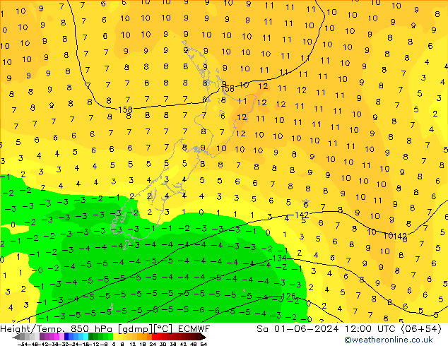 Z500/Yağmur (+YB)/Z850 ECMWF Cts 01.06.2024 12 UTC