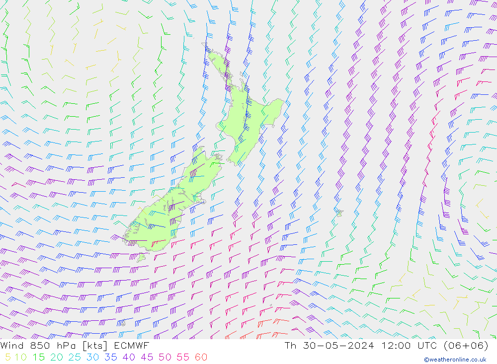 Rüzgar 850 hPa ECMWF Per 30.05.2024 12 UTC