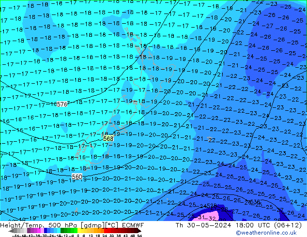 Z500/Regen(+SLP)/Z850 ECMWF do 30.05.2024 18 UTC