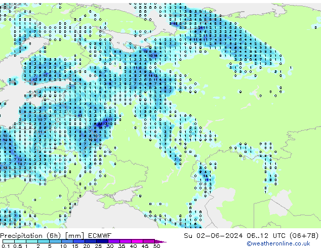 Z500/Rain (+SLP)/Z850 ECMWF dom 02.06.2024 12 UTC