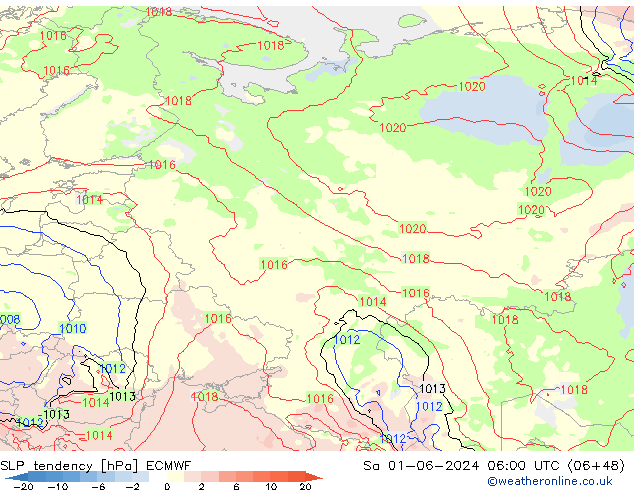 SLP tendency ECMWF Sa 01.06.2024 06 UTC