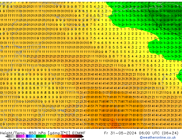 Z500/Rain (+SLP)/Z850 ECMWF Pá 31.05.2024 06 UTC