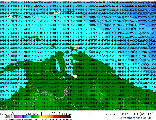 Z500/Rain (+SLP)/Z850 ECMWF Sáb 01.06.2024 18 UTC