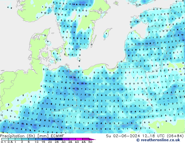 Z500/Yağmur (+YB)/Z850 ECMWF Paz 02.06.2024 18 UTC