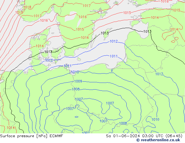 ciśnienie ECMWF so. 01.06.2024 03 UTC