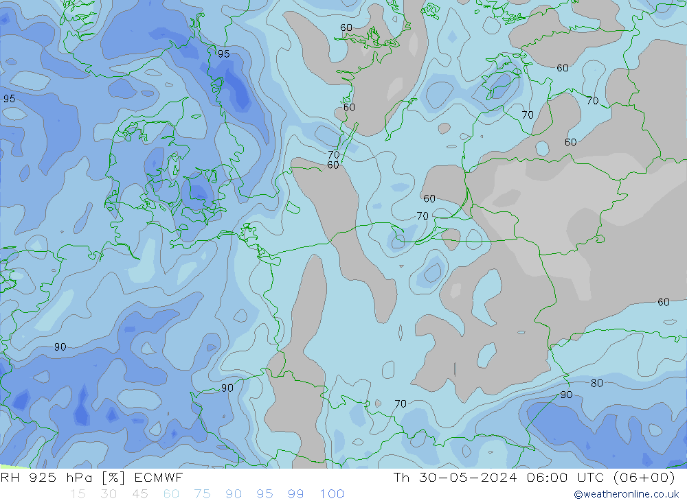RH 925 hPa ECMWF  30.05.2024 06 UTC