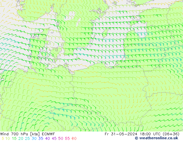 Wind 700 hPa ECMWF vr 31.05.2024 18 UTC