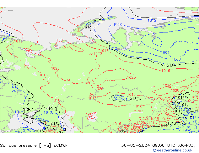 Luchtdruk (Grond) ECMWF do 30.05.2024 09 UTC