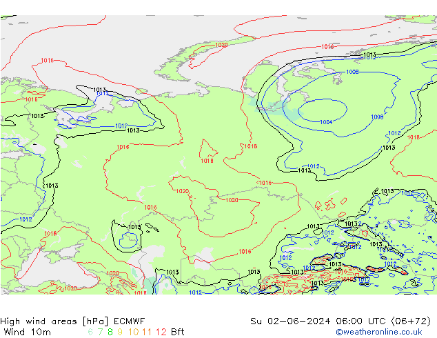 High wind areas ECMWF Su 02.06.2024 06 UTC