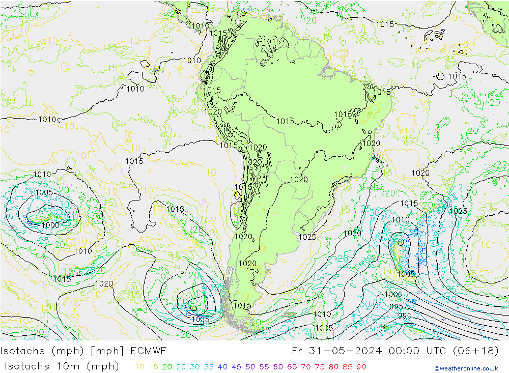 Izotacha (mph) ECMWF pt. 31.05.2024 00 UTC