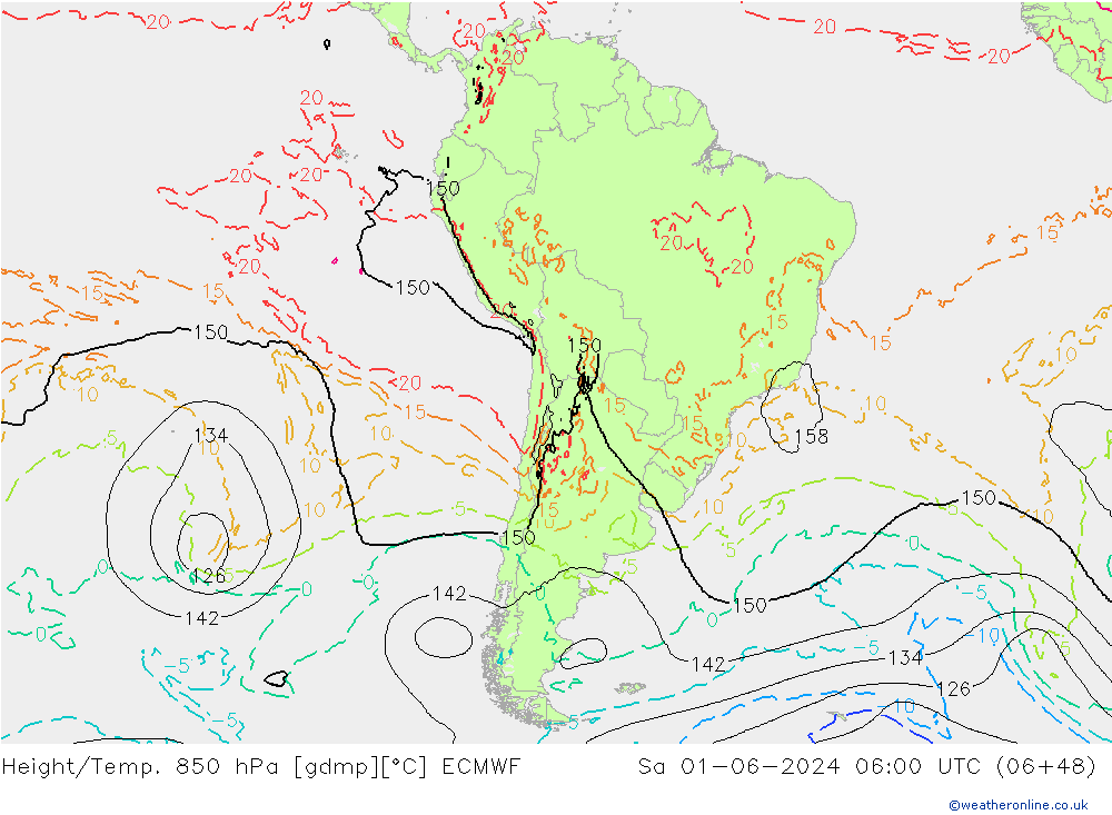 Z500/Rain (+SLP)/Z850 ECMWF sam 01.06.2024 06 UTC