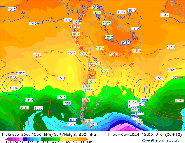 Thck 850-1000 hPa ECMWF Th 30.05.2024 18 UTC