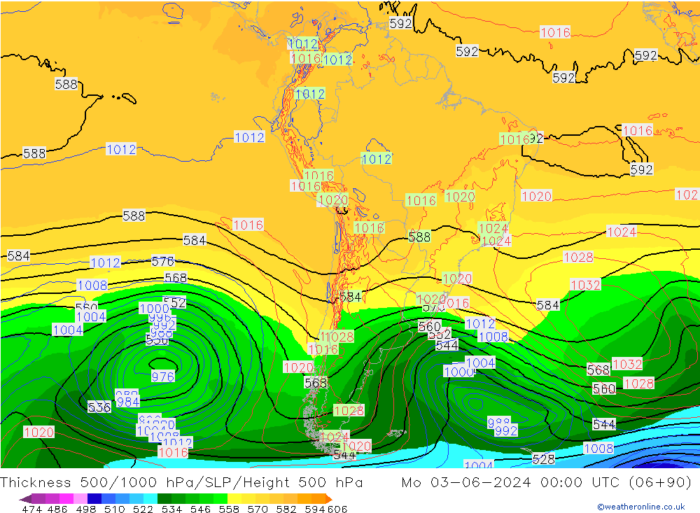 Dikte 500-1000hPa ECMWF ma 03.06.2024 00 UTC