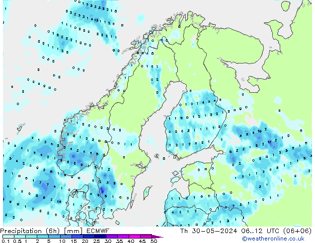 Z500/Rain (+SLP)/Z850 ECMWF Qui 30.05.2024 12 UTC