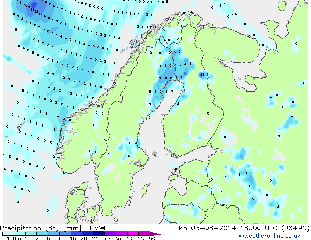 opad (6h) ECMWF pon. 03.06.2024 00 UTC