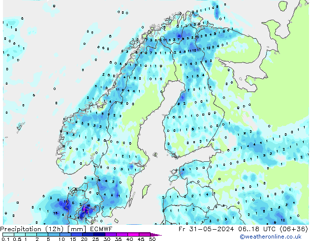 Precipitazione (12h) ECMWF ven 31.05.2024 18 UTC