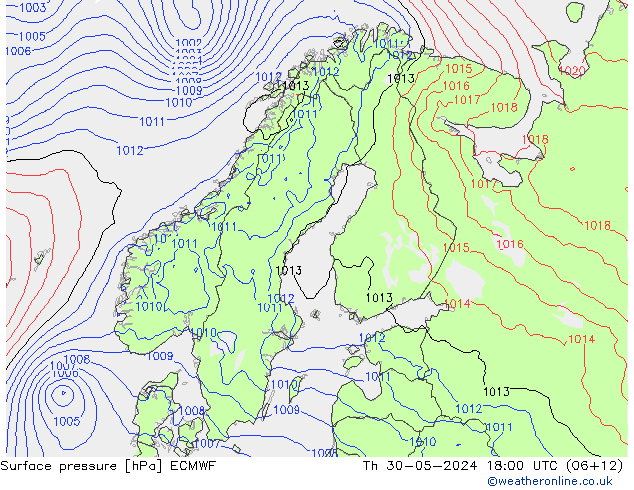 Bodendruck ECMWF Do 30.05.2024 18 UTC