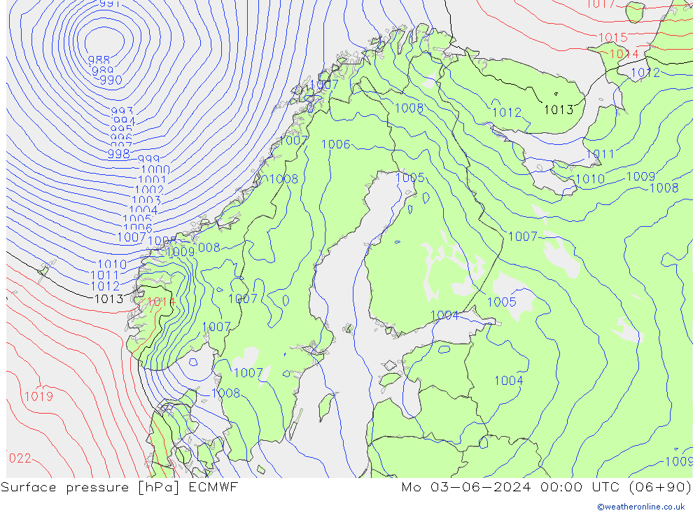 Bodendruck ECMWF Mo 03.06.2024 00 UTC