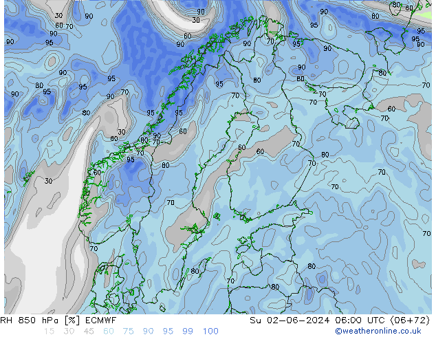 850 hPa Nispi Nem ECMWF Paz 02.06.2024 06 UTC