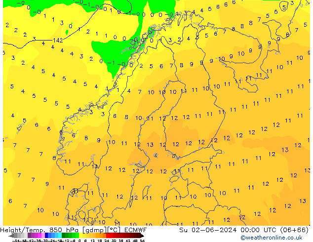 Z500/Rain (+SLP)/Z850 ECMWF Su 02.06.2024 00 UTC