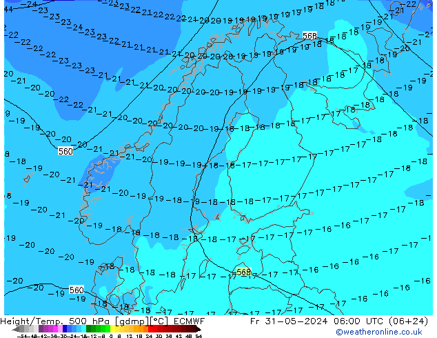 Z500/Yağmur (+YB)/Z850 ECMWF Cu 31.05.2024 06 UTC