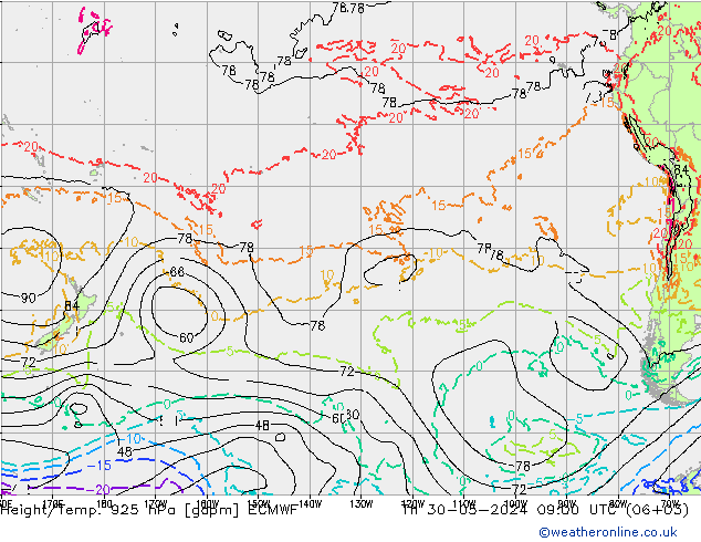 Height/Temp. 925 hPa ECMWF  30.05.2024 09 UTC