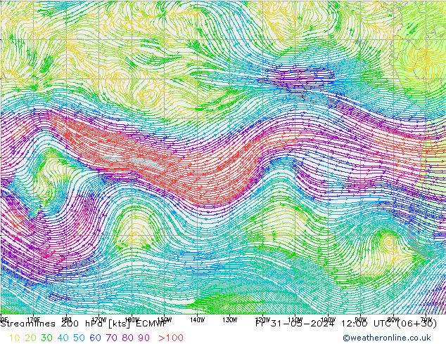 ветер 200 гПа ECMWF пт 31.05.2024 12 UTC