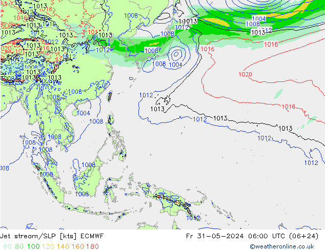 джет/приземное давление ECMWF пт 31.05.2024 06 UTC
