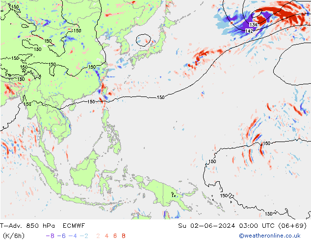 T-Adv. 850 hPa ECMWF  02.06.2024 03 UTC