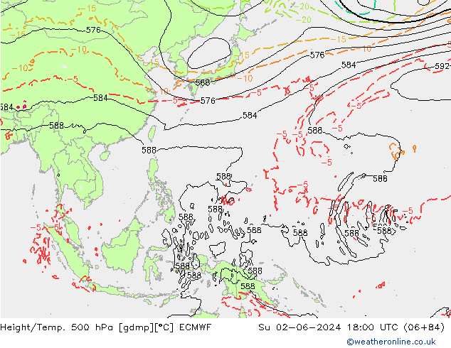 Z500/Rain (+SLP)/Z850 ECMWF Su 02.06.2024 18 UTC