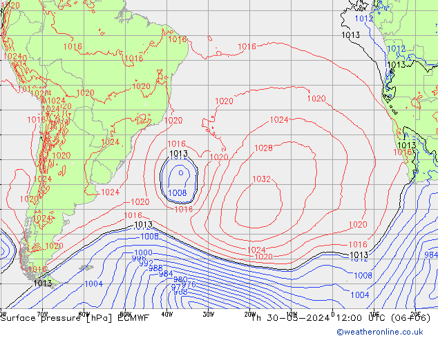 Surface pressure ECMWF Th 30.05.2024 12 UTC