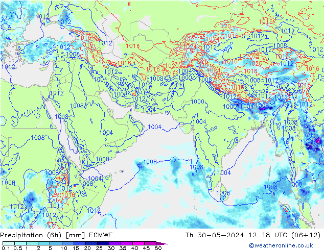Z500/Rain (+SLP)/Z850 ECMWF 星期四 30.05.2024 18 UTC