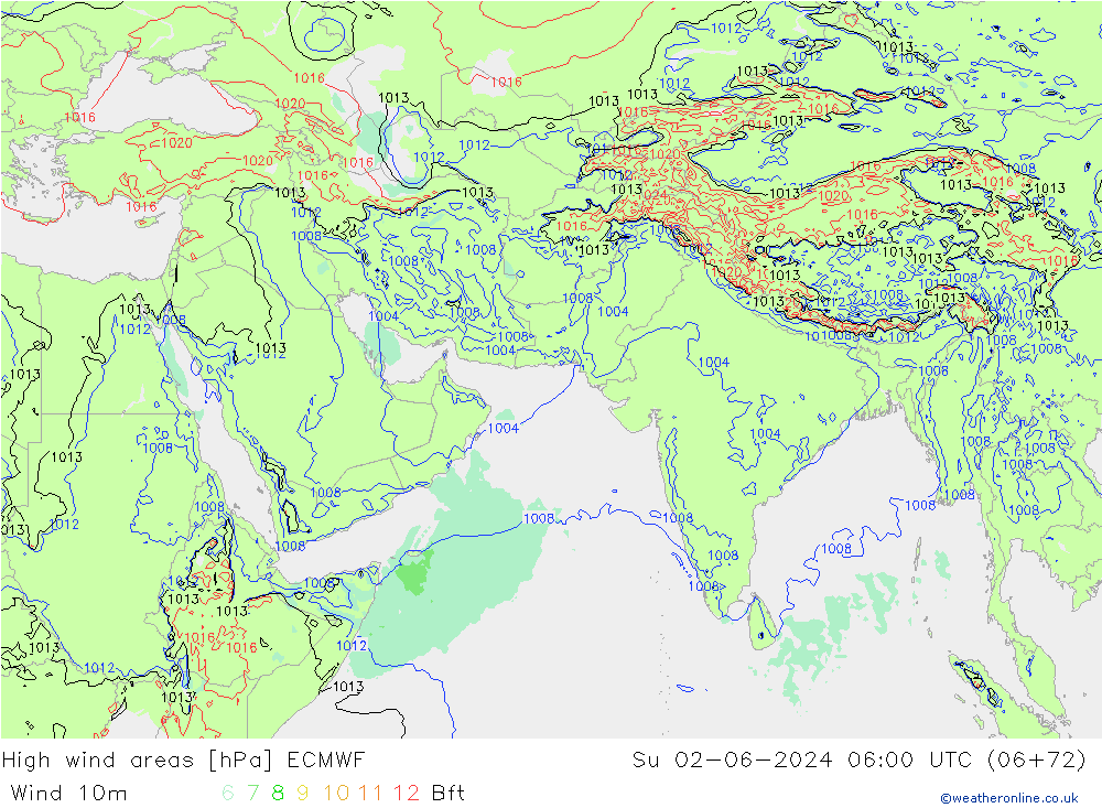 High wind areas ECMWF Ne 02.06.2024 06 UTC