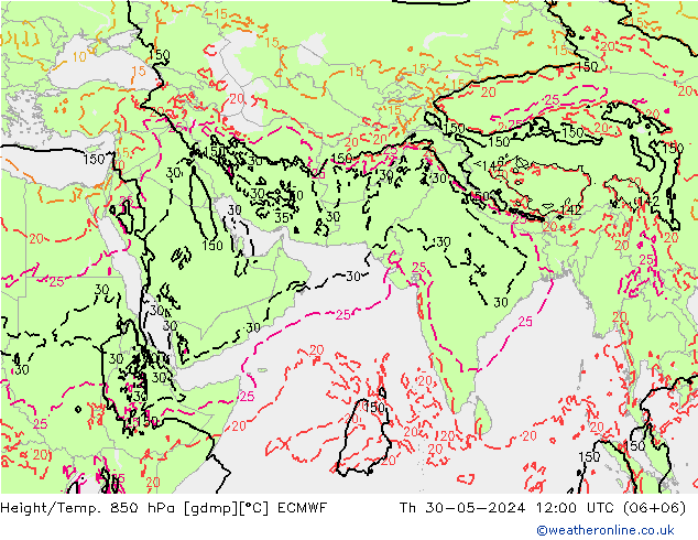 Z500/Yağmur (+YB)/Z850 ECMWF Per 30.05.2024 12 UTC