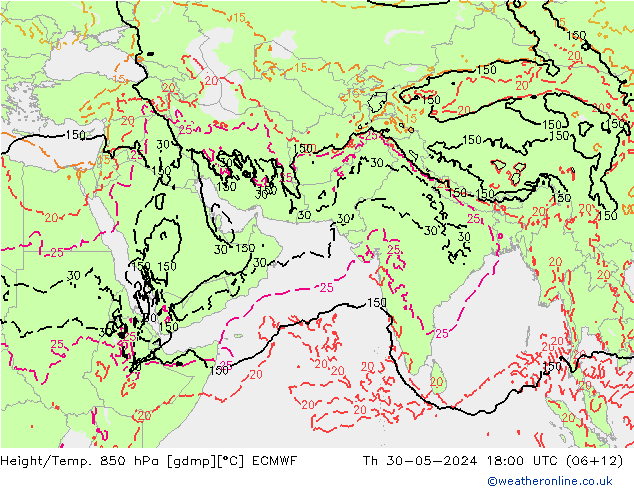 Z500/Rain (+SLP)/Z850 ECMWF 星期四 30.05.2024 18 UTC