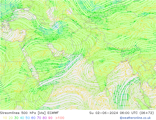 Streamlines 500 hPa ECMWF Ne 02.06.2024 06 UTC