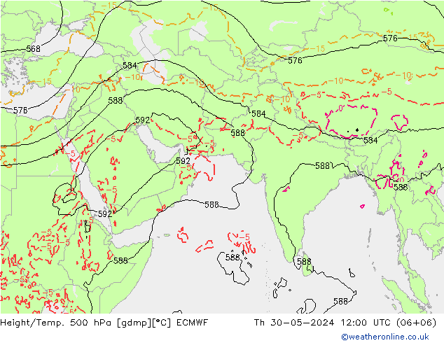 Z500/Yağmur (+YB)/Z850 ECMWF Per 30.05.2024 12 UTC