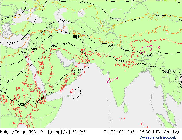 Z500/Rain (+SLP)/Z850 ECMWF 星期四 30.05.2024 18 UTC