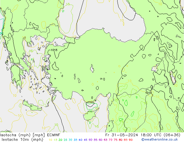 Isotachs (mph) ECMWF Fr 31.05.2024 18 UTC