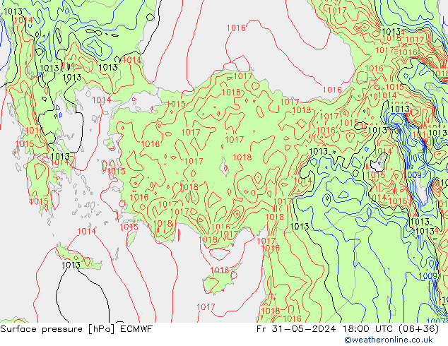 Surface pressure ECMWF Fr 31.05.2024 18 UTC