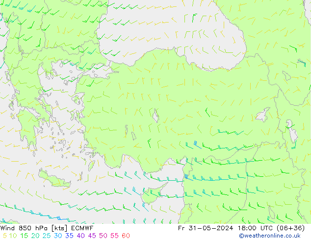 Wind 850 hPa ECMWF Fr 31.05.2024 18 UTC