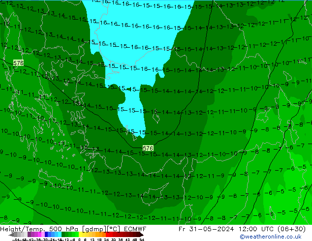 Z500/Rain (+SLP)/Z850 ECMWF Pá 31.05.2024 12 UTC