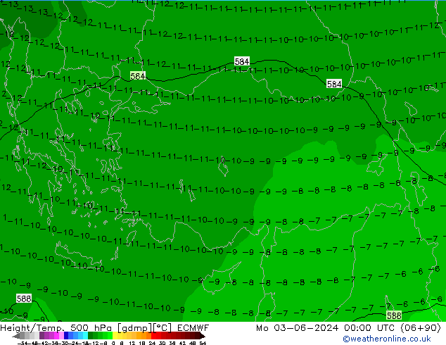 Height/Temp. 500 hPa ECMWF Mo 03.06.2024 00 UTC