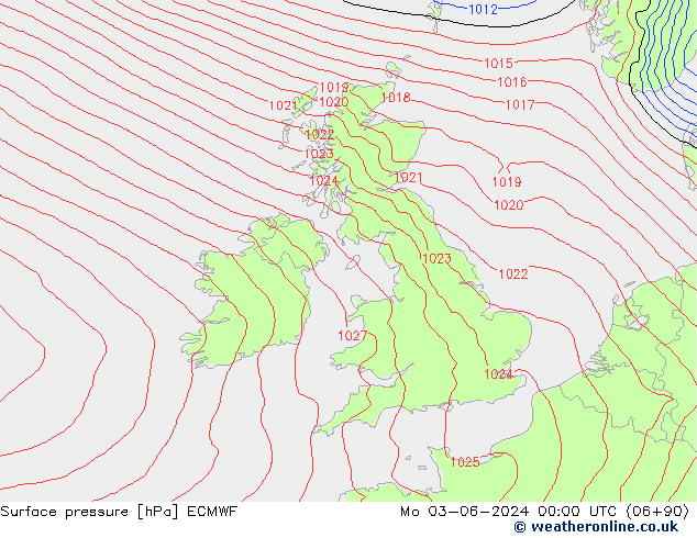 ciśnienie ECMWF pon. 03.06.2024 00 UTC