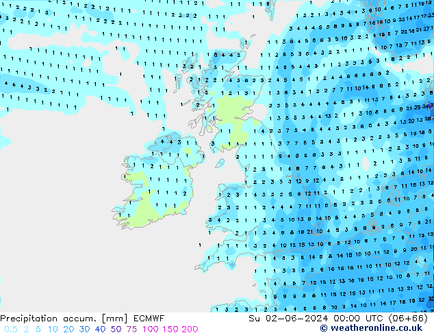 Toplam Yağış ECMWF Paz 02.06.2024 00 UTC