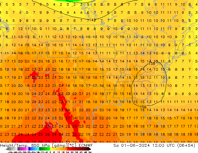 Z500/Rain (+SLP)/Z850 ECMWF сб 01.06.2024 12 UTC